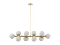 Vente-unique Metal & White Glass Chandelier - 10 Globes - L94 X D23 X H88 Cm in Gold - thumbnail 2