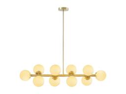 Vente-unique Metal & White Glass Chandelier - 10 Globes - L94 X D23 X H88 Cm in Gold - thumbnail 5