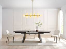 Vente-unique Metal & White Glass Chandelier - 10 Globes - L94 X D23 X H88 Cm in Gold - thumbnail 7
