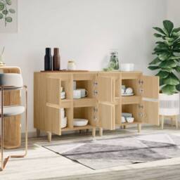 Berkfield Home Sideboards 2 pcs Sonoma Oak 60x35x70 cm Engineered Wood in Light Tan - Size: 60 x 35 x 70 cm