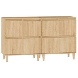 Berkfield Home Sideboards 2 pcs Sonoma Oak 60x35x70 cm Engineered Wood in Light Tan - Size: 60 x 35 x 70 cm - thumbnail 6