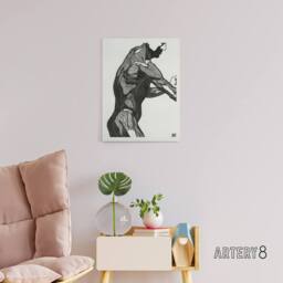 "Artery8 Anatomical study of mans lateral muscles Stolk Canvas Wall Art Print in White - Size: W12"" x H16""" - thumbnail 3