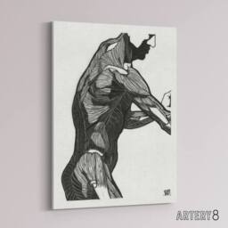 "Artery8 Anatomical study of mans lateral muscles Stolk Canvas Wall Art Print in White - Size: W12"" x H16""" - thumbnail 2