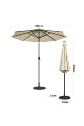 Garden Sanctuary 24 Solar LED Lights Patio Crank Parasol with Floral-Pattern Base in Beige - thumbnail 6