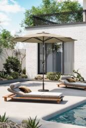 Garden Sanctuary 24 Solar LED Lights Patio Crank Parasol with Floral-Pattern Base in Beige - thumbnail 3