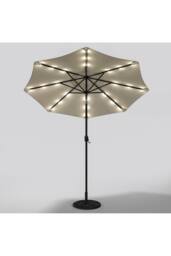 Garden Sanctuary 24 Solar LED Lights Patio Crank Parasol with Floral-Pattern Base in Beige - thumbnail 4