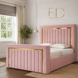 Stratus Interiors Emperor Tv Bed Gold Silver Trim Panel Border - Pink - Size: Small Double