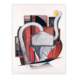 Artery8 Charles Demuth Framed Wall Art Industrial Machinery Cubist Painting in White - Size: A4 - thumbnail 3