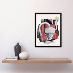 Artery8 Charles Demuth Framed Wall Art Industrial Machinery Cubist Painting in White - Size: A4 - thumbnail 2