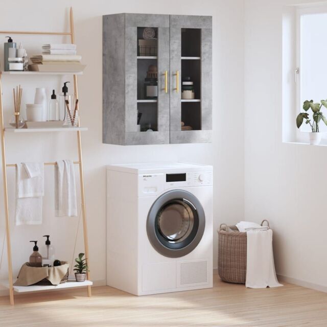 Berkfield Home Wall Mounted Cabinet Concrete Grey 69.5x34x90 cm - image 1