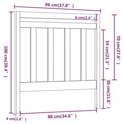 Berkfield Home Bed Headboard Black 95x4x100 cm Solid Wood Pine - Size: 95 x 4 x 100 cm - thumbnail 6