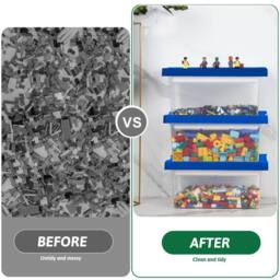 Greentainer Stackable Plastic Storage Bins with Lids & Removable Tray in Blue - thumbnail 5