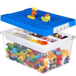 Greentainer Stackable Plastic Storage Bins with Lids & Removable Tray in Blue - thumbnail 1