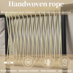 HomeTouch Handwoven Rope 6 Seater Garden Lounge Set with Coffee Table in Beige - Size: 5 Pack - thumbnail 3