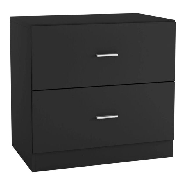 EONLION Orlando 2-Drawer Wood Chest - Compact Bedroom Side Cabinet in Black - image 1