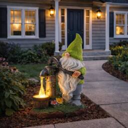 Gardenwize Solar Garden Gnome Statue with Water Pump & LED Light - thumbnail 4