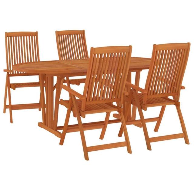 Berkfield Home Beautiful 5 Piece Garden Dining Set Solid Wood Eucalyptus in Brown - image 1