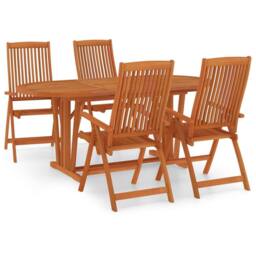 Berkfield Home Beautiful 5 Piece Garden Dining Set Solid Wood Eucalyptus in Brown - thumbnail 3
