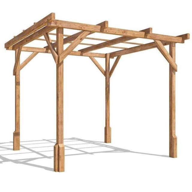 "Dunster House Wooden Pergola Plant Frame 2m x 2m (6'6"" x 6'6""), Utopia in Brown" - image 1