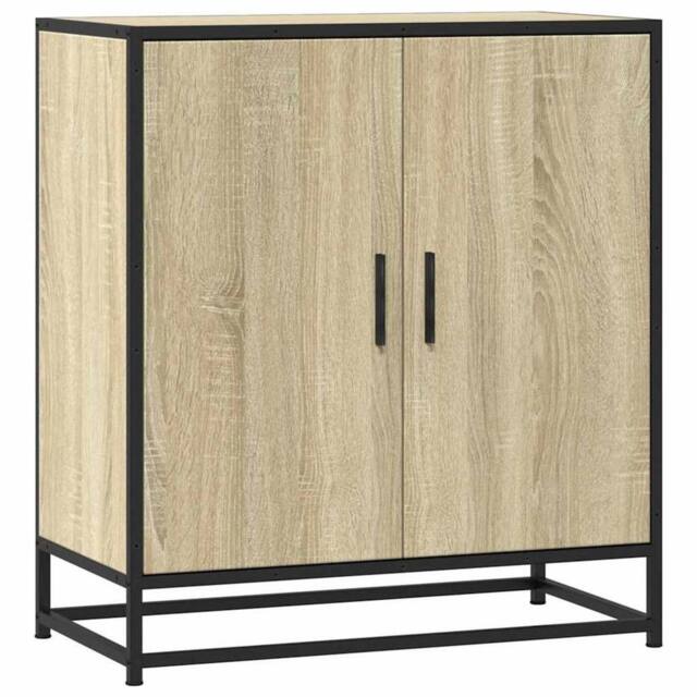 Berkfield Home Sideboard Sonoma Oak 68x35x76 cm Engineered Wood & Metal in Light Tan - Size: 68 x 35 x 76 cm - image 1