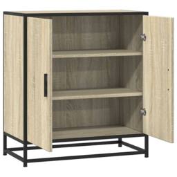 Berkfield Home Sideboard Sonoma Oak 68x35x76 cm Engineered Wood & Metal in Light Tan - Size: 68 x 35 x 76 cm - thumbnail 5