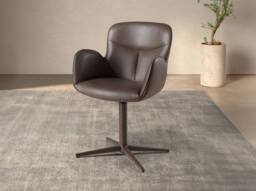 Angel Cerda Swivel Dining Chair in Chocolate Brown Leatherette - thumbnail 3