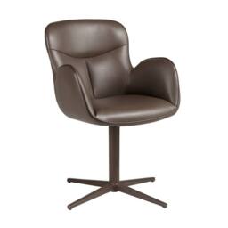 Angel Cerda Swivel Dining Chair in Chocolate Brown Leatherette - thumbnail 1