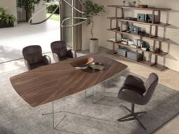Angel Cerda Swivel Dining Chair in Chocolate Brown Leatherette - thumbnail 4