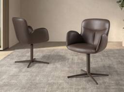 Angel Cerda Swivel Dining Chair in Chocolate Brown Leatherette - thumbnail 5