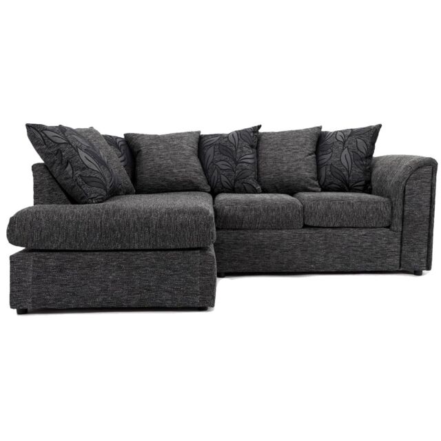 Furnishings For Less UK Byron Dundee Chenille Fabric 3 to 4 Seater L Shaped Corner Sofa Grey or light Grey Left Hand Facing - image 1