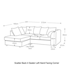 Furnishings For Less UK Byron Dundee Chenille Fabric 3 to 4 Seater L Shaped Corner Sofa Grey or light Grey Left Hand Facing - thumbnail 8