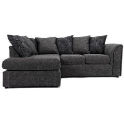 Furnishings For Less UK Byron Dundee Chenille Fabric 3 to 4 Seater L Shaped Corner Sofa Grey or light Grey Left Hand Facing - thumbnail 1