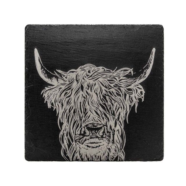 Selbrae House Slate Pot Stand - Highland Cow in Dark Grey - Size: 1 Pack - image 1