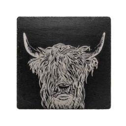 Selbrae House Slate Pot Stand - Highland Cow in Dark Grey - Size: 1 Pack - thumbnail 1