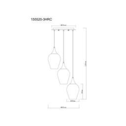 Netlighting Lavus Cluster Pendant Ceiling Light Gunmetal Red Glass Shade 3x E27 - thumbnail 5