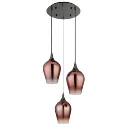 Netlighting Lavus Cluster Pendant Ceiling Light Gunmetal Red Glass Shade 3x E27 - thumbnail 2