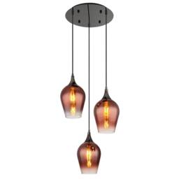 Netlighting Lavus Cluster Pendant Ceiling Light Gunmetal Red Glass Shade 3x E27 - thumbnail 1