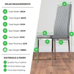 FurnitureboxUK Set of 4 Milan High Back Soft Touch Diamond Pattern Faux Leather Dining Chairs With Silver Chrome Metal Legs in Beige - thumbnail 6