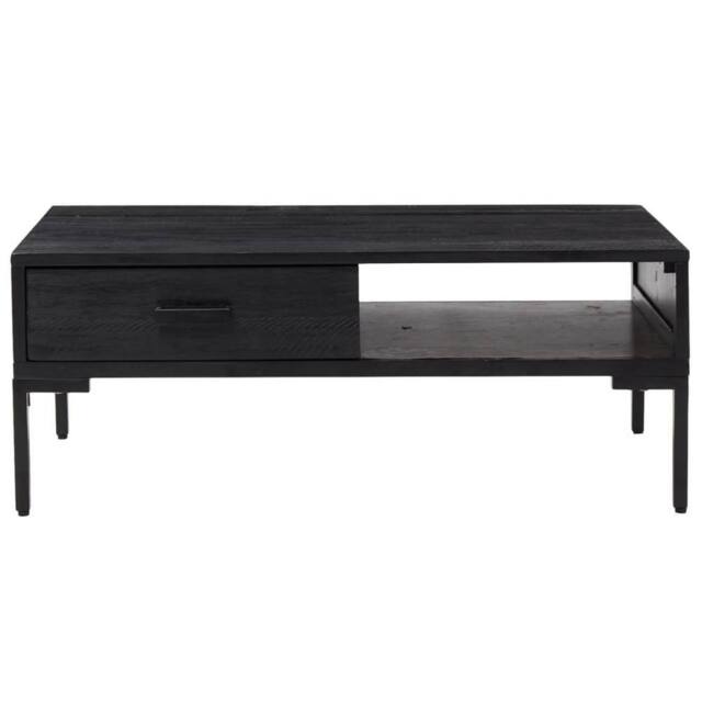 Berkfield Home Decorative Coffee Table Black 90x50x35 cm Solid Pinewood - Size: 90 x 50 x 35 cm - image 1