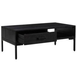Berkfield Home Decorative Coffee Table Black 90x50x35 cm Solid Pinewood - Size: 90 x 50 x 35 cm - thumbnail 4