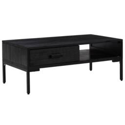 Berkfield Home Decorative Coffee Table Black 90x50x35 cm Solid Pinewood - Size: 90 x 50 x 35 cm - thumbnail 3