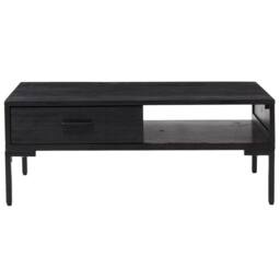 Berkfield Home Decorative Coffee Table Black 90x50x35 cm Solid Pinewood - Size: 90 x 50 x 35 cm - thumbnail 1