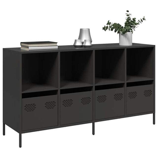 Berkfield Home Sideboard Black 135x39x73.5 cm Cold-rolled Steel - image 1
