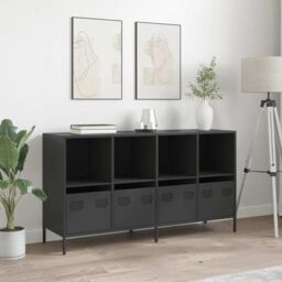 Berkfield Home Sideboard Black 135x39x73.5 cm Cold-rolled Steel - thumbnail 3