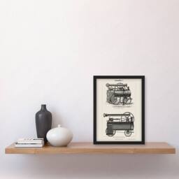 Artery8 Lokomobilen Locomotive Steam Train Engine Vintage Framed Wall Art Print in White - Size: A4 - thumbnail 4