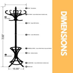 Rafaelo Mobilia Wooden Coat Stand With 12 Hooks in White - thumbnail 4