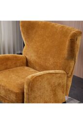 Living and Home Chenille Armchair with Footstool in Yellow - thumbnail 4