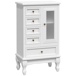 Berkfield Home Cabinet with 5 Drawers 2 Shelves White - thumbnail 2