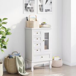 Berkfield Home Cabinet with 5 Drawers 2 Shelves White - thumbnail 3