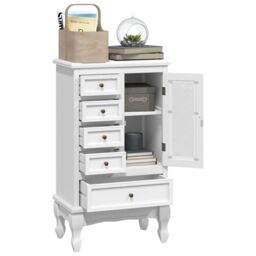 Berkfield Home Cabinet with 5 Drawers 2 Shelves White - thumbnail 4